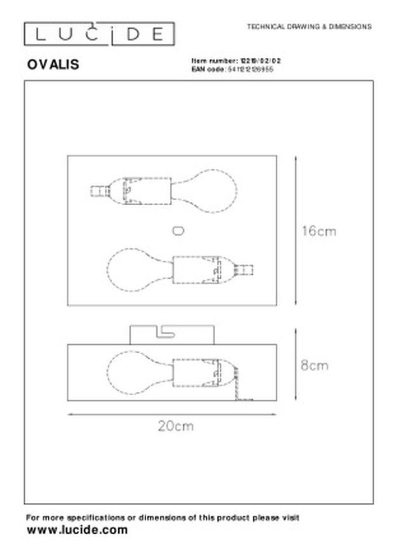 Lucide OVALIS - Nástenné svietidlo - 2xE14 - Matt Gold / Mosadz
